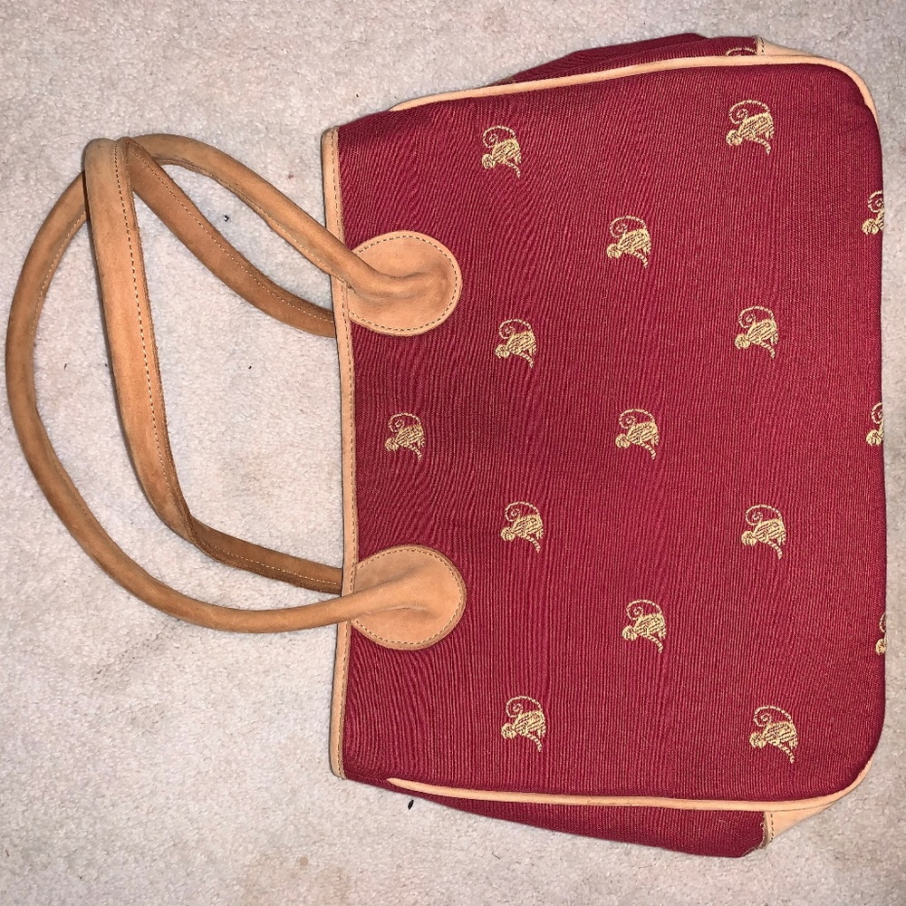 J Mclaughlin Burnt Red Monkey Pattern Small Tote - image 1